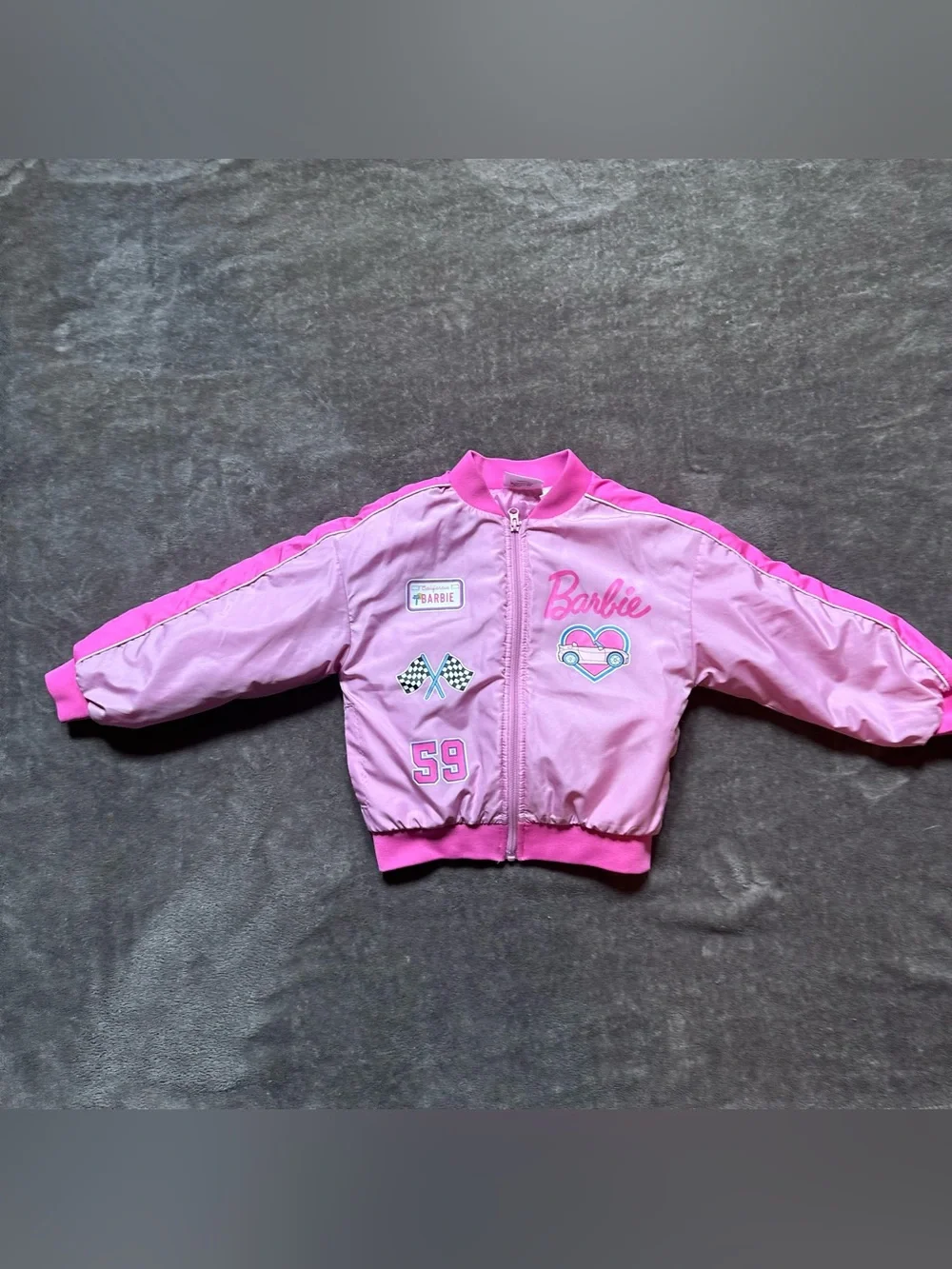 Barbie Girls 6/6X Pink Satin Bomber Jacket California Racing #59 Mattel 2025